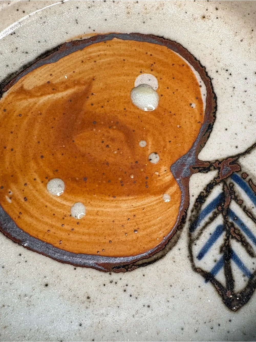 VTG Hand Painted Japanese Stoneware Dish Soup Sauce Bowl with handle Fruit